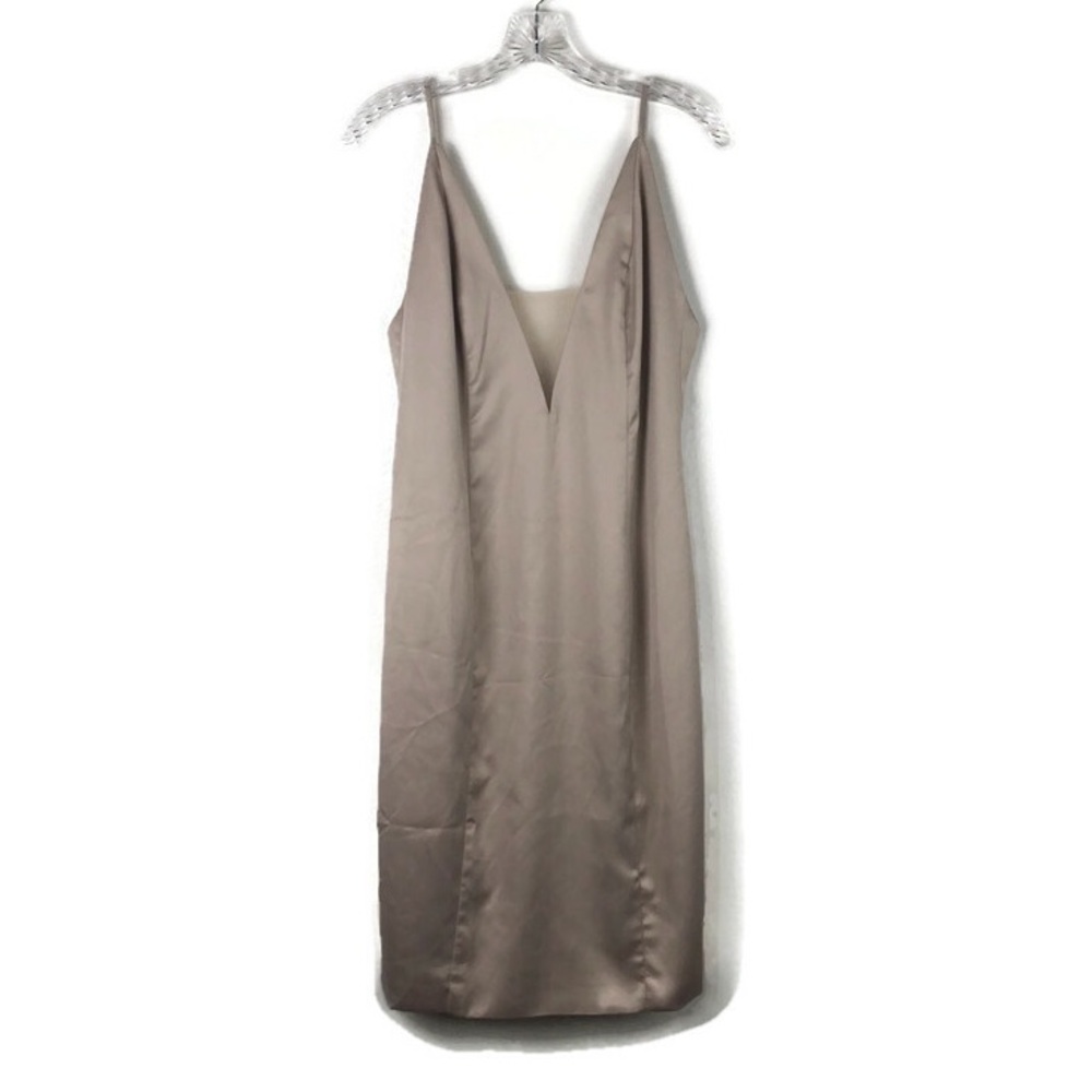 REVOLVE Taupe Satin Midi Slip Dress